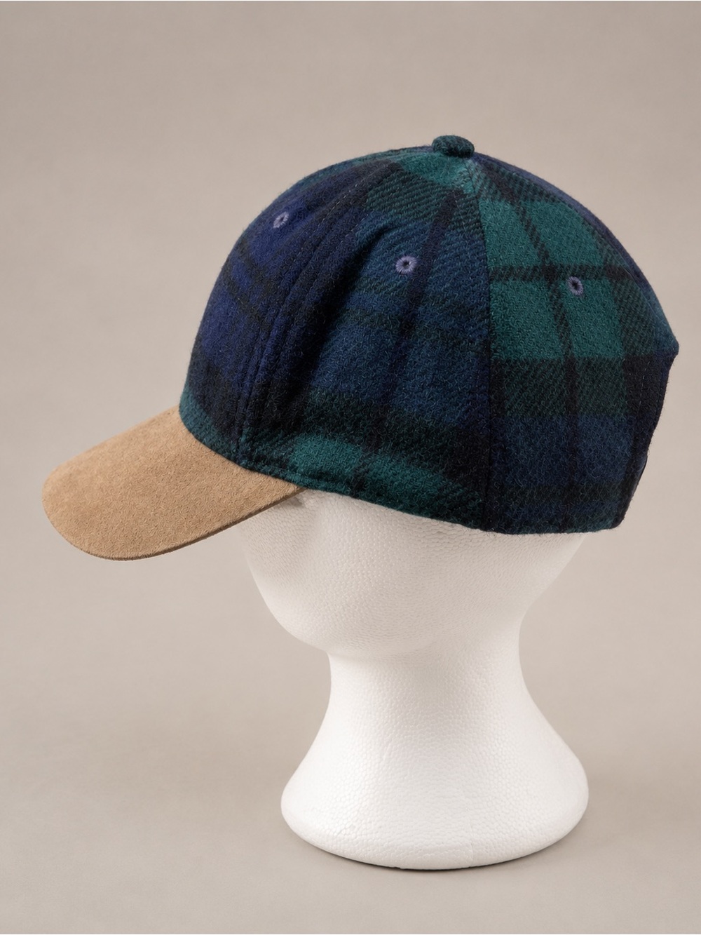 Vintage 90s Pendleton Black Watch Plaid Wool Flannel, Suede Leather Baseball Cap